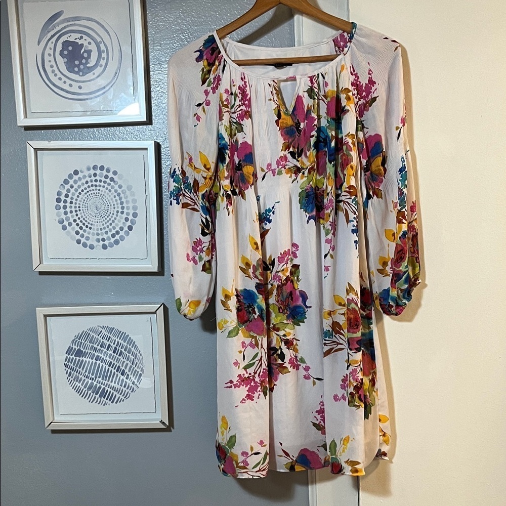 Spense Women’s Petite Size 6P Multicolor Floral 3/4 Length Sleeve Dress